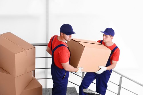 Packed boxes and furniture ready for removals in Earls Court