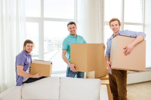 Business relocation checklist and labelled boxes for an Earls Court move