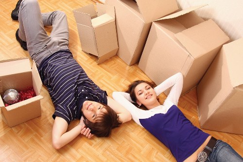 Packed boxes and furniture ready for home removals in Earls Court